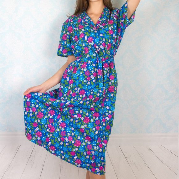 Cotton button down floral dress Size L - Picture 1 of 1